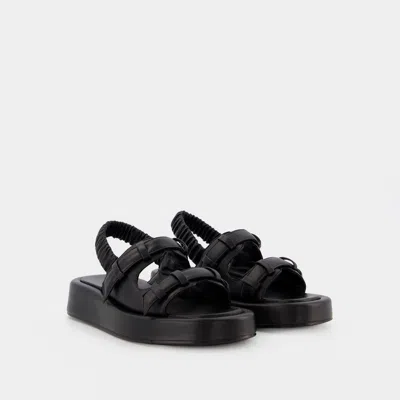 Elleme Loop Platform Leather Slingback Sandals In Black