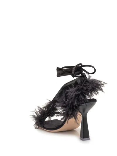 Sebastian Black Feather Wrap Heels In Black