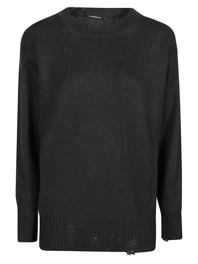 Canessa Leda Round Neck Sweater In Black