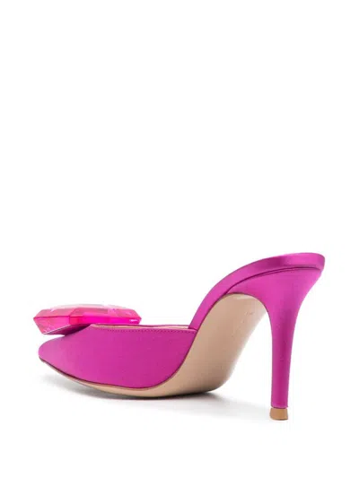 Gianvito Rossi Crystal-detail Satin Slingback Pumps In Purple