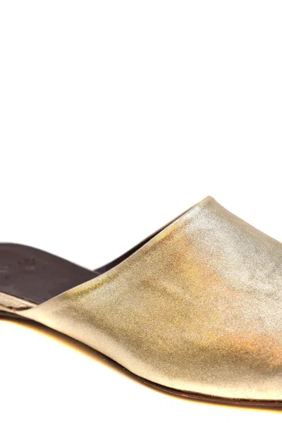 Bougeotte Leather Mules In Gold