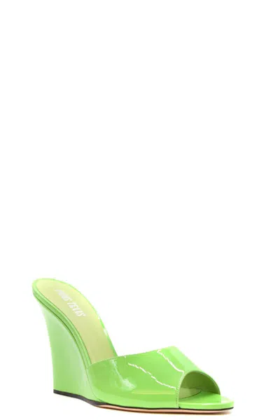 Paris Texas Wanda Wedge Mules In Green
