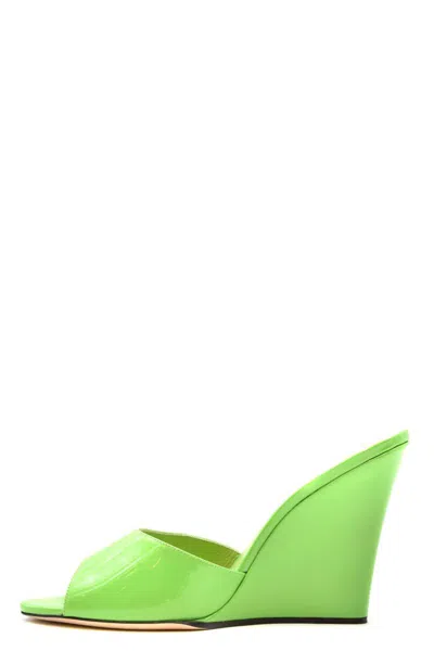 Paris Texas Wanda Wedge Mules In Green
