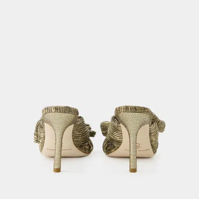 Loeffler Randall Claudia Pleated Skinny Heel Mule In Gold Golden Metallic In Gold