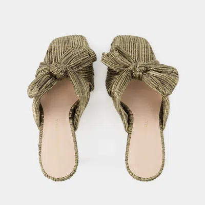 Loeffler Randall Claudia Pleated Skinny Heel Mule In Gold Golden Metallic In Gold