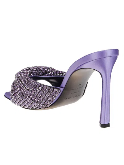 Sergio Rossi 115mm Crystal-embellished Satin Sandals In Multicolor