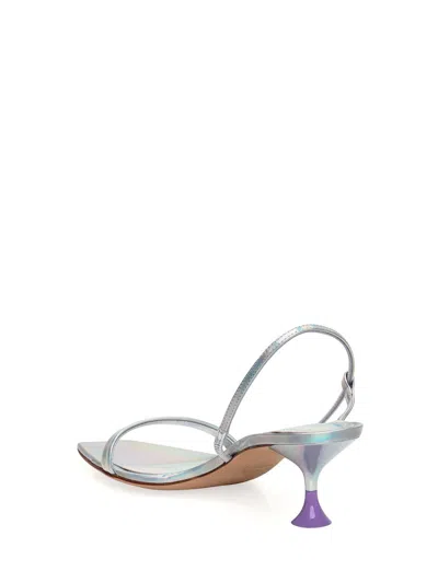 3juin Multicolored Heeled Sandals In Silver