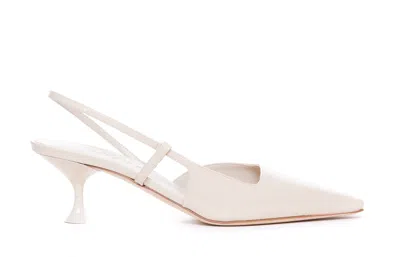 3juin Kira Calf Leather Slingback Pumps In White