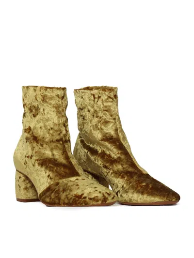 Forte Forte Chic Stretch Velvet Boots In Gold