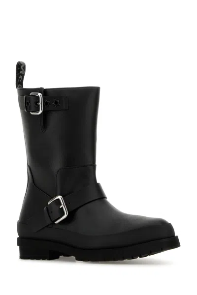 Stella Mccartney Black Trace Buckle-strap Biker Boots In Black