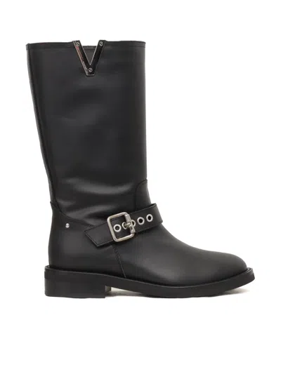 Via Roma 15 Belted Short Boots In Black