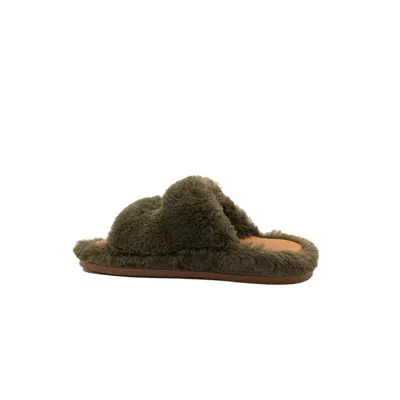 Alibi Greta Double-buckle Eco-fur Slippers In Green