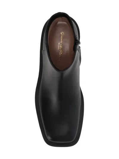 Gianvito Rossi Leather Square-toe Zip Booties In Black