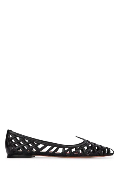Roger Vivier Leather Point Toe Ballet Flats With Cut-out Details In Black