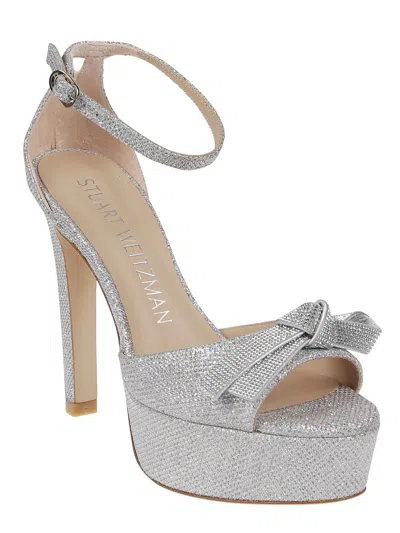 Stuart Weitzman Discoplatform Mega Bow Sandals In Grey