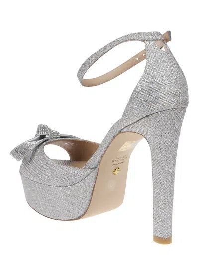 Stuart Weitzman Discoplatform Mega Bow Sandals In Grey