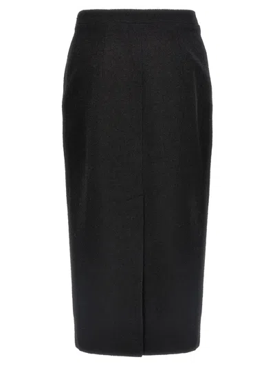 Alessandra Rich Black Midi Tweed Boucl Skirt In Black
