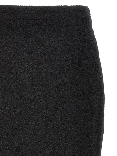 Alessandra Rich Black Midi Tweed Boucl Skirt In Black