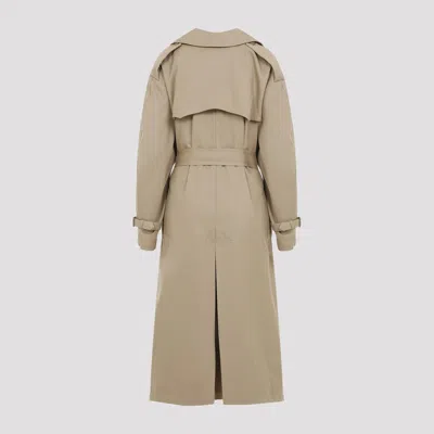 Moschino Cotton Blend Gabardine Long Trench Coat In Beige
