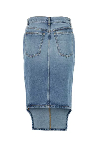 Givenchy Blue Asymmetric Denim Midi Skirt In Blue