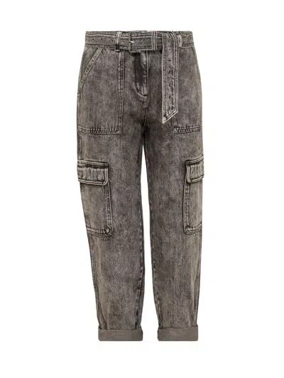 Michael Kors Denim Wash Cargo Pants In Brown