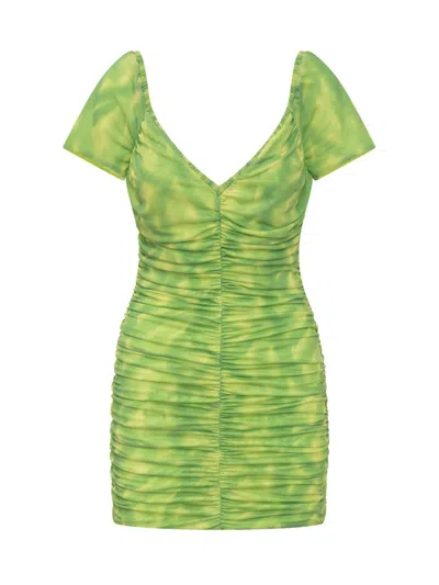 Rotate Birger Christensen Mesh Mini Ruffled Dress In Black