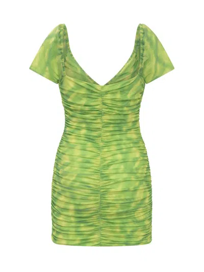 Rotate Birger Christensen Mesh Mini Ruffled Dress In Black