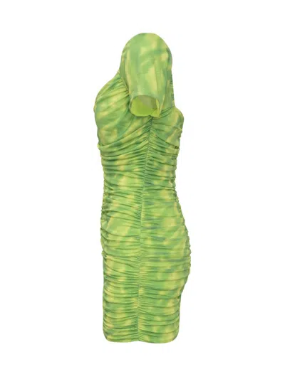 Rotate Birger Christensen Mesh Mini Ruffled Dress In Black