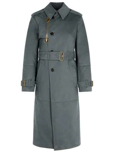 Burberry Cotton Blend Trench With Burrberry Check Lining In Grey