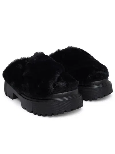 Hogan 'h644' Sandals In Black Faux Fur In Black