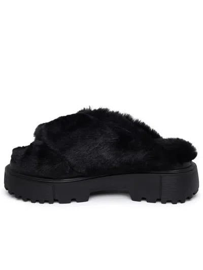Hogan 'h644' Sandals In Black Faux Fur In Black