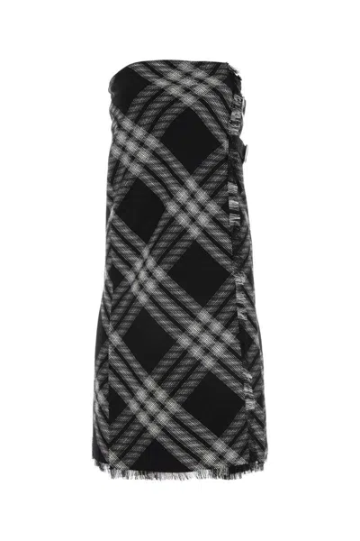 Burberry Midi Dress With Check Pattern In Multicolor