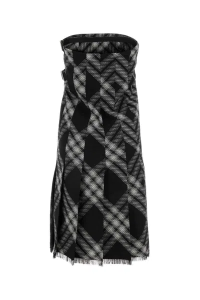 Burberry Midi Dress With Check Pattern In Multicolor