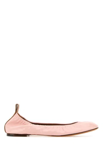 Lanvin The Leather Ballerina Flat In Nude