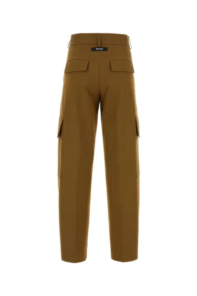 Palm Angels Tailored Cotton Blend Cargo Pants In Brownbla