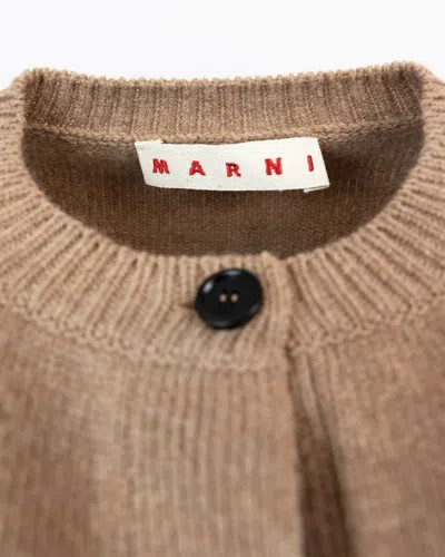 Marni Virgin Wool Cardigan With Contrasting Buttons In Brown