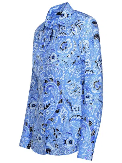 Etro Paisley-print Cotton Blend Shirt In Blue