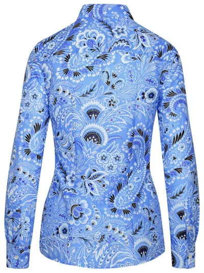 Etro Paisley-print Cotton Blend Shirt In Blue