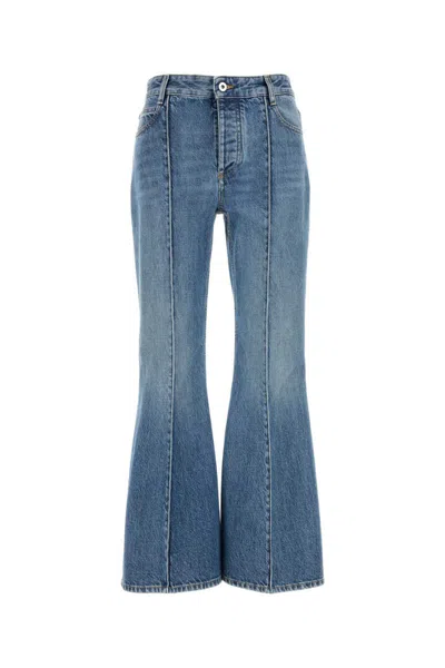 Bottega Veneta Flared Leg Denim Jeans With Contrast Stitching In Blue