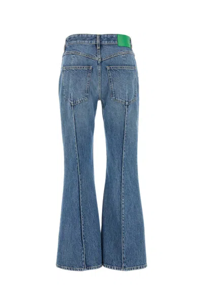 Bottega Veneta Flared Leg Denim Jeans With Contrast Stitching In Blue