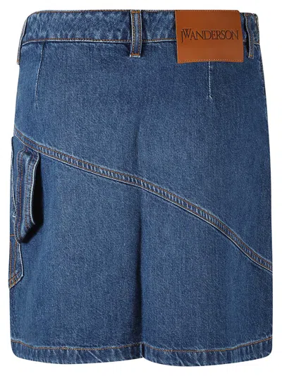 Jw Anderson Mini Skirt With Asymmetric Design And Pockets In Blue