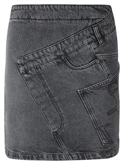 Jw Anderson Grey Denim Miniskirt In Grey