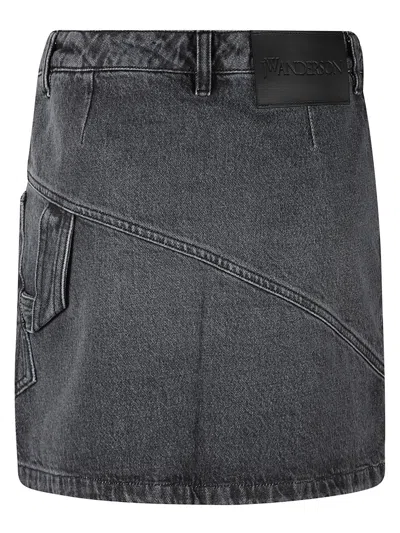 Jw Anderson Grey Denim Miniskirt In Grey