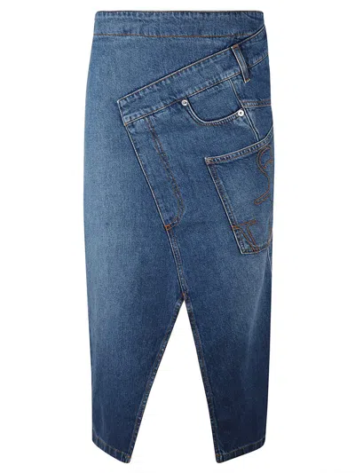 Jw Anderson Jwanchor Twisted Midi Skirt In Blue