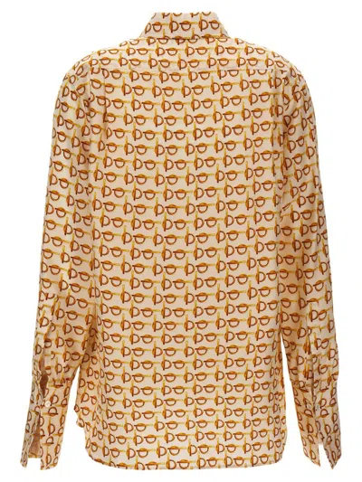 Burberry B-closure Print Silk Poplin Shirt In Multicolor