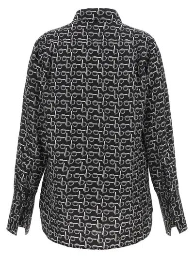 Burberry B Logo Silk Shirt In Black