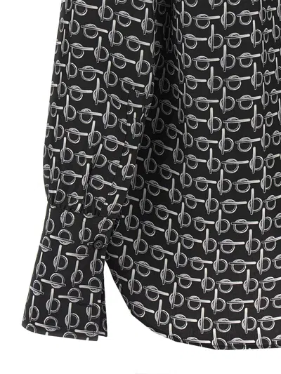 Burberry B Logo Silk Shirt In Black