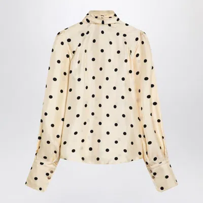 Patou Silk Blouse With Polka Dot Pattern And Bow In Beige