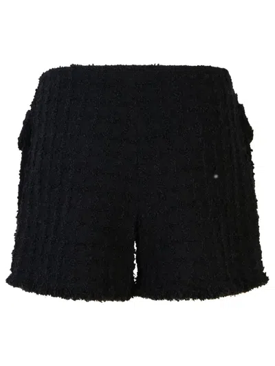 Versace Wool Blend Tweed Shorts In Black