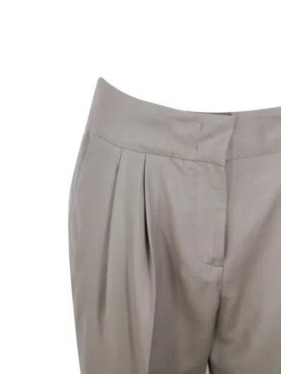 Fabiana Filippi Wide Trousers With Pences And Welt Pockets In Soft Stretch Wool In Brown